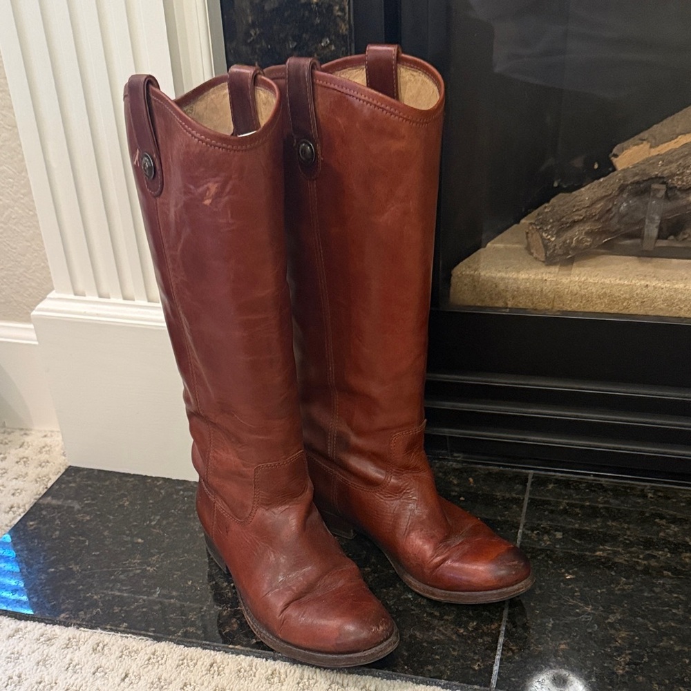 Frye Women's Red Leather Over the Knee Boots